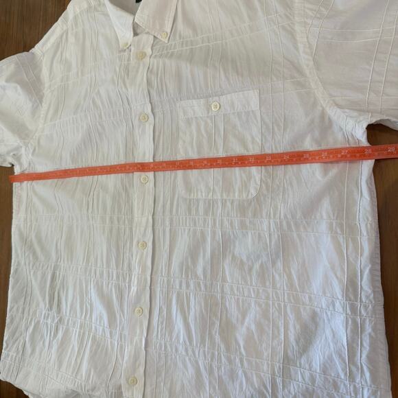 Orvis Cotton Shirt Size XXL White Button Down Sewn Squares Long Sleeve Pockets - Picture 6 of 10